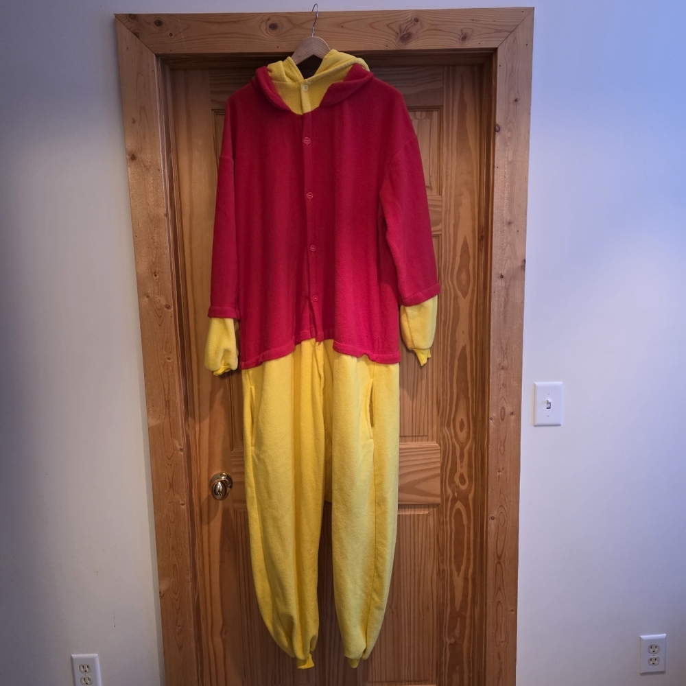 Winnie‎ the Pooh Pajama One Piece Romper Hooded Pajama Costume Adult 1X Cosplay